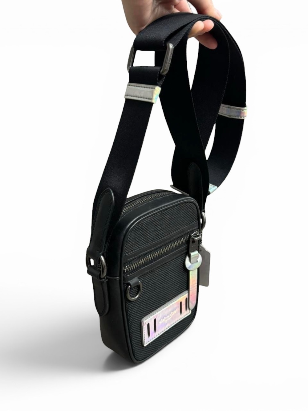 Coach Terrain Leather Holographic Crossbody Bag in Black F89176 - Picture 7 of 8